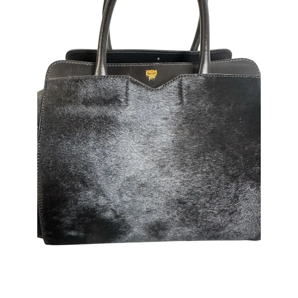 MCM Black Leather & Pony Hair Travel Bag – Made in Italy – Excellent Condition